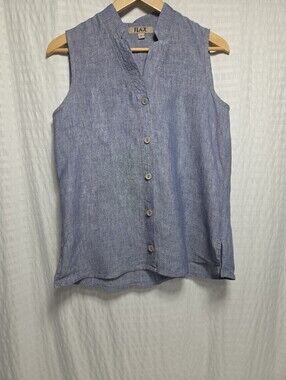 Flax  Linen Sleeveless Button Up Top. Size  P(4-6)